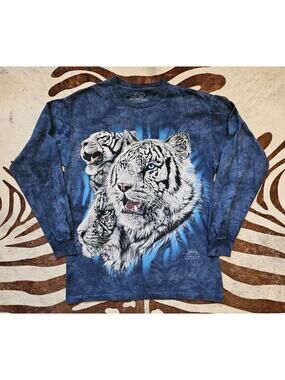 The Mountain White Tiger Collage Tie Dye Long Sleeve Graphic T-Shirt Size M